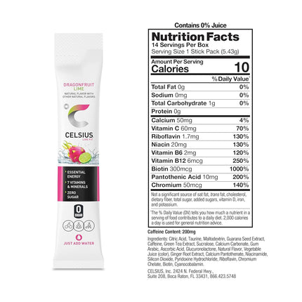 Dragonfruit Lime Essential Energy Powder Sticks, 2.8 Oz