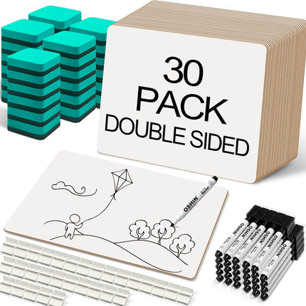 30-Pack Small Double-Sided White Boards, 9" x 12"