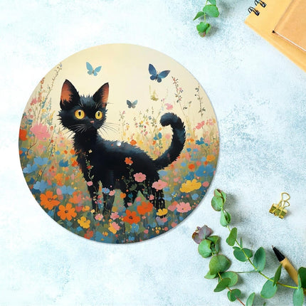 Cat Flower 12-Inch Felt Turntable Mat for Home Record Players