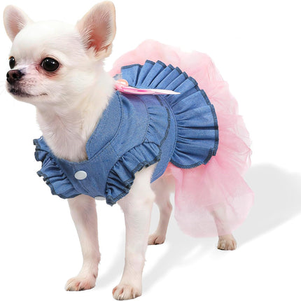 Denim Princess Dress for Small Dogs, XX-Small