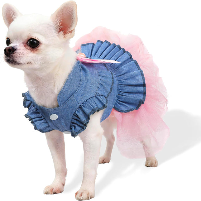 Denim Princess Dress for Small Dogs, XX-Small