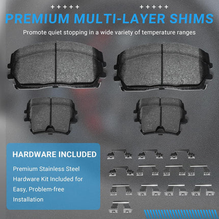 Front and Rear Semi-Metallic Automotive Replacement Brake Pads D1056 D1057