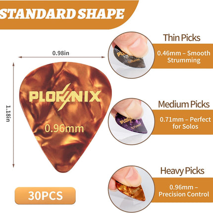 30-Pack Celluloid Guitar Picks with Metal Storage Box