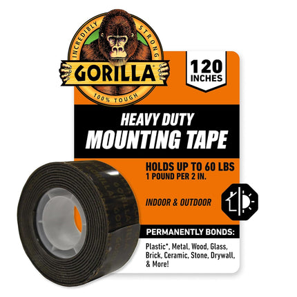 Heavy Duty Double Sided Mounting Tape, Black, 1 in. x 120 in.