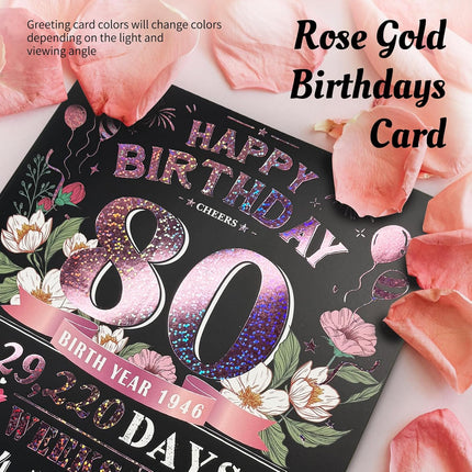 80th Birthday Card for Women, Large 3D Pop Up, Happy 80 Year Old Birthday Decorations, Back to 1946, Pink