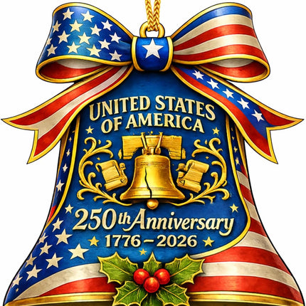 250 Anniversary USA 2D Acrylic Hanging Ornament 4x4in