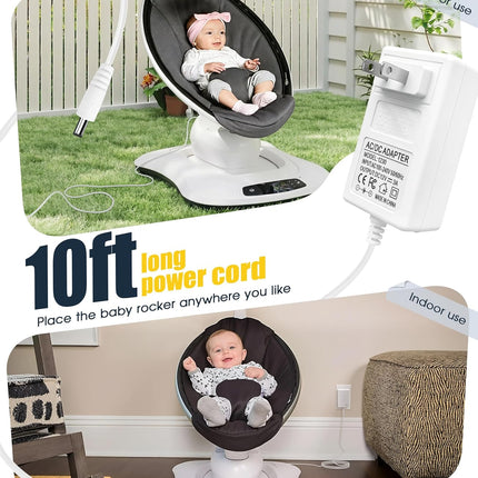 LittleNest NidoPequeño 10ft Power Cord for 4moms mamaRoo 4/2, 12V 3A Charger for RockaRoo Baby Swing — Baby & Toddler