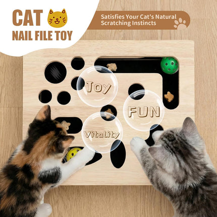 Cat Scratch Puzzle Enrichment Box with Wood Nail File