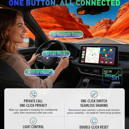 NexWave OndaNex Wireless CarPlay Adapter for iPhone, 2026 Upgraded 2-in-1 Android Auto — Smart Tech