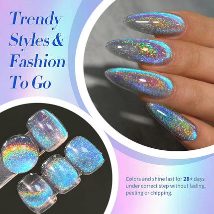9D Cat Magnetic Eye Gel Nail Polish, Blue Purple Holographic Rainbow, 15ML