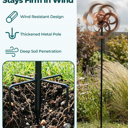 63-Inch Copper Metal Double-Sided Outdoor Wind Spinner