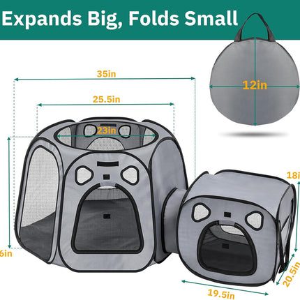 PawHaven RefugioPata Cat Playpen with Separate Litter Box Area, Large Foldable Waterproof Cat Tent — Pet Supplies