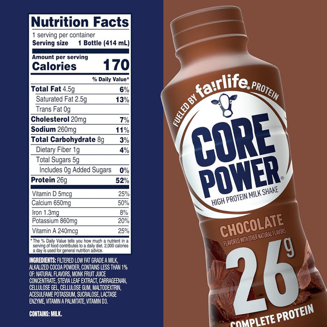 Chocolate Protein Shake, 26g Bottle, 14 fl oz, 12 Pack