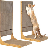 2-Pack Large L-Shaped Cardboard Cat Scratcher with Ball Toy