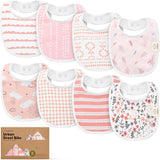 8-Pack Organic Baby Bibs for Drooling and Teething, Extra Absorbent, Easy to Clean & Put On, 0-24 Months