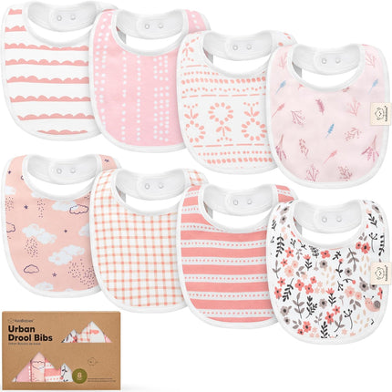 8-Pack Organic Baby Bibs for Drooling and Teething, Extra Absorbent, Easy to Clean & Put On, 0-24 Months