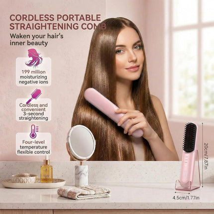 GlowEssence EsenciaLuz Go Brush - Pro for Short Hair - 2026 Upgraded Cordless Straightening Brush — Beauty & Self-Care