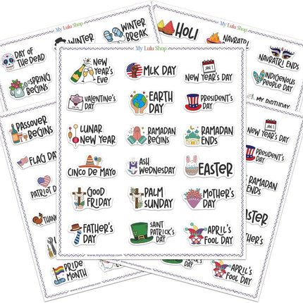 Holiday Planner Stickers for Planners and Journaling, 4 Sheets