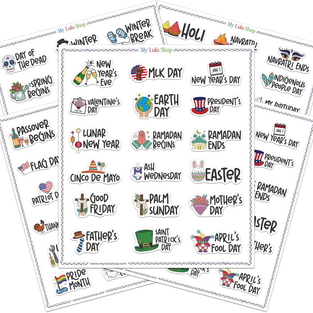 Holiday Planner Stickers for Planners and Journaling, 4 Sheets