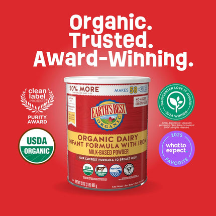 Organic Dairy Baby Formula with Iron, DHA and ARA, 32 oz