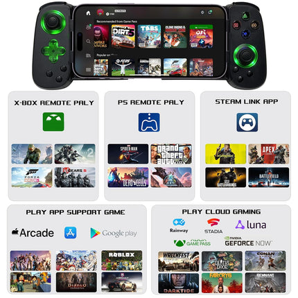 Wireless Mobile Gaming Controller with Phone Case Support