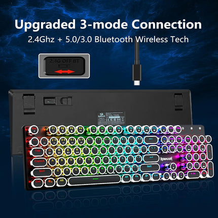 NexWave OndaNex Redragon Wireless Typewriter Style Mechanical Gaming Keyboard — Smart Tech