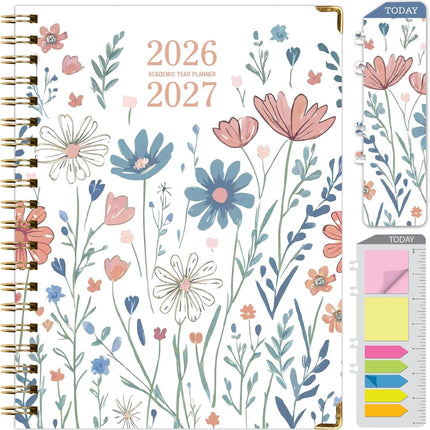 Hardcover Academic Year 2026-2027 Planner, 14-Month 8.5 x 11 Daily Weekly Monthly Agenda - Colorful Botanicals