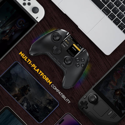 Interactive Screen Wireless Gaming Controller with Charging Dock, Black