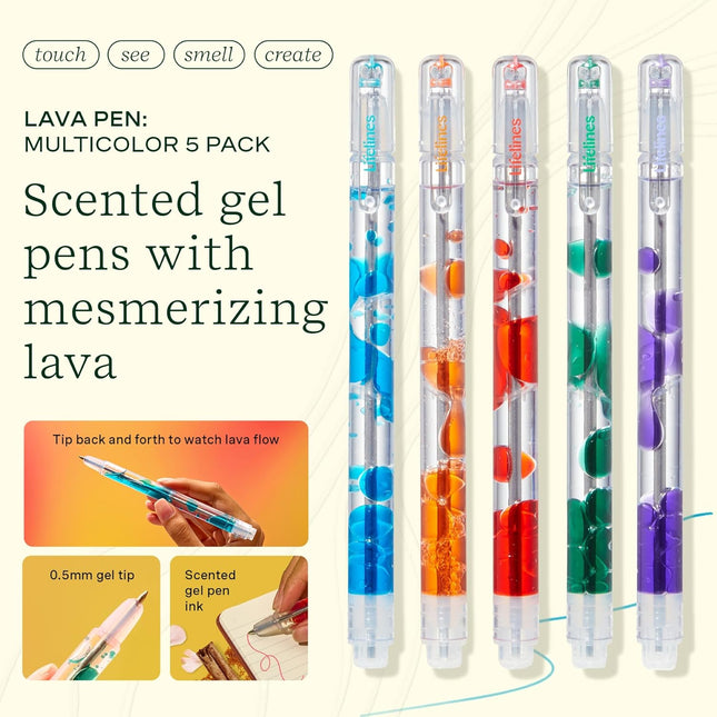 Scented Lava Gel Pen Set, 5-Pack, Multi-Color 0.5mm