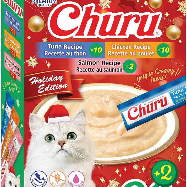 Lickable Creamy Purée Cat Treats with Vitamin E, 0.5 oz Tubes, 22-Count Holiday Variety Pack
