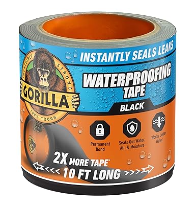 Gorilla black waterproof patch and seal tape 4x10 ft for permanent leak repair