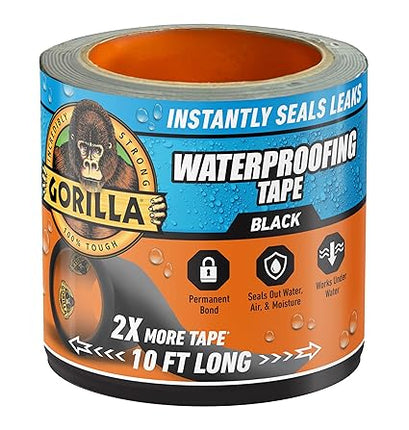 Gorilla Patch & Seal Tape 4x10 ft black waterproof permanent repair tape roll
