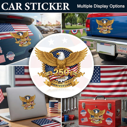 250th Anniversary USA Patriotic Eagle Vinyl Decal Stickers, 2-Pack