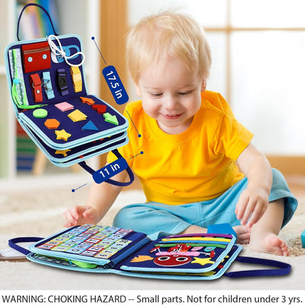 Blue Dinosaur Toddler Busy Board Sensory Book