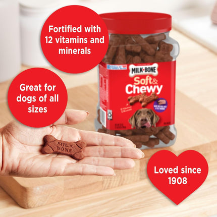 Soft & Chewy Dog Treats with Real Beef & Filet Mignon, 25 oz Canister