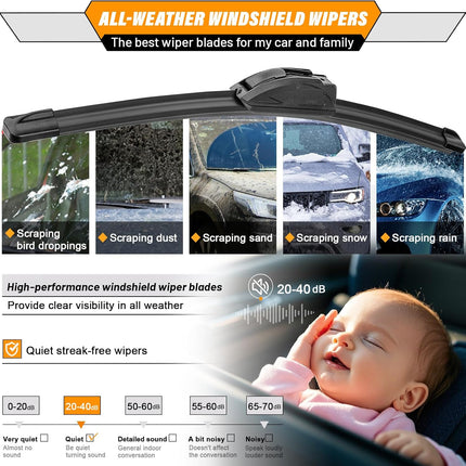 26 in + 16 in Front Wiper Blades with 12 in Rear Blade, Pack of 3