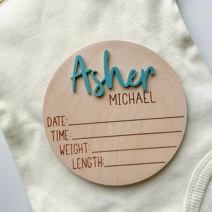 Double-Sided Personalized Newborn Announcement Sign