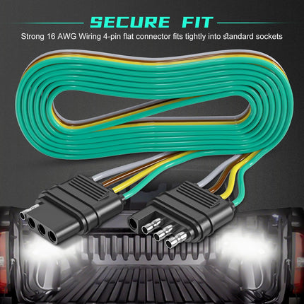 80 Inch 4 Way Flat Trailer Connector Harness Extension, 16AWG 4 Pin Plug Trailer Wire Extender