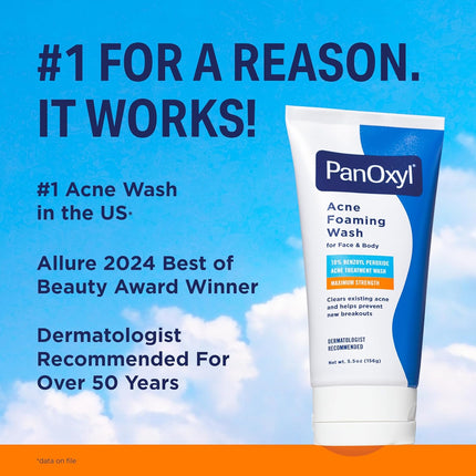 10% Benzoyl Peroxide Maximum Strength Acne Foaming Wash, 5.5 oz Tube