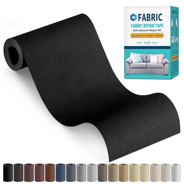 Self-Adhesive Black Fabric Repair Tape, 4 x 80 Inch