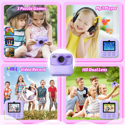 Kids Instant Digital Camera with 1080P HD Dual Lens