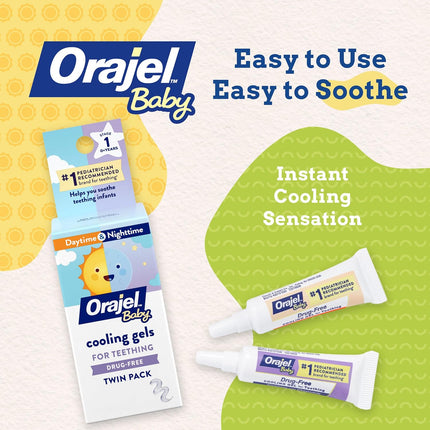 Baby Daytime & Nighttime Drug-Free Cooling Teething Gels, Two 0.18 oz Tubes