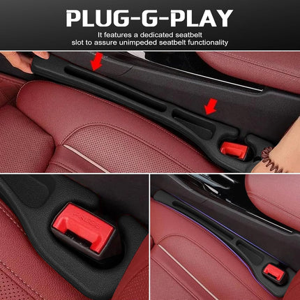 4PCS Black Universal Car Seat Gap Filler Organizer with Storage Slot