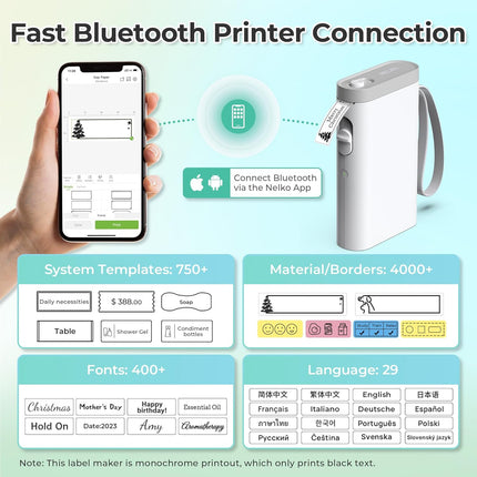 Nelko Label Maker connected to smartphone app
