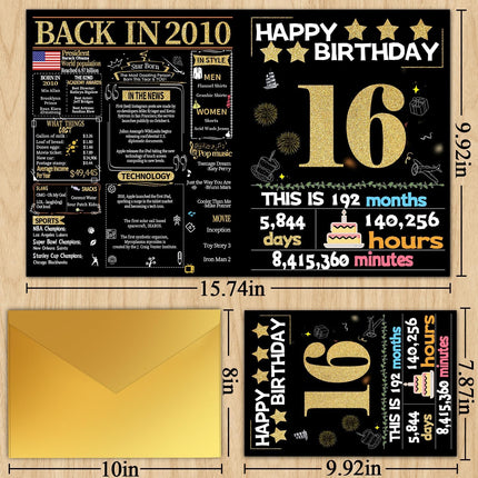 16th Birthday Card with Envelope - Back in 2010