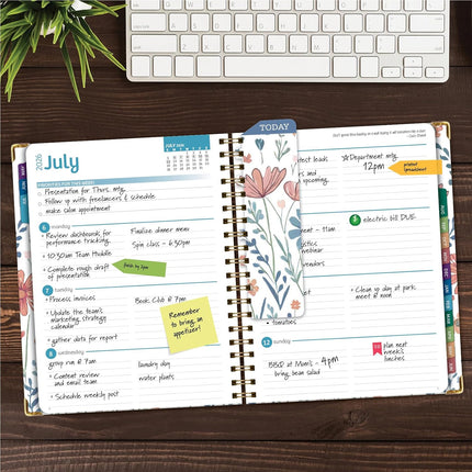 Hardcover Academic Year 2026-2027 Planner, 14-Month 8.5 x 11 Daily Weekly Monthly Agenda - Colorful Botanicals