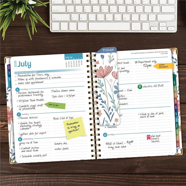 Hardcover Academic Year 2026-2027 Planner, 14-Month 8.5 x 11 Daily Weekly Monthly Agenda - Colorful Botanicals