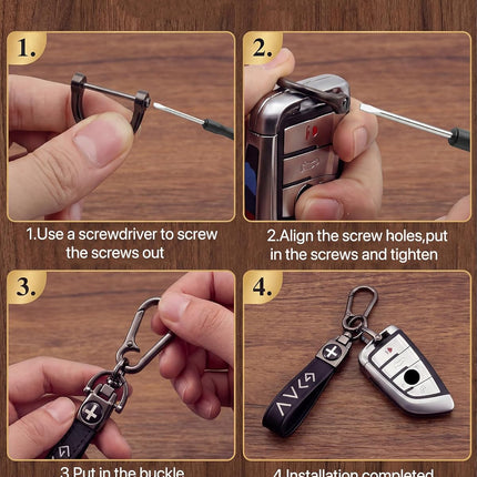 Black Leather Cross Keychain for Men