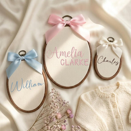Baby Name Sign with Bows for Welcome Announcements