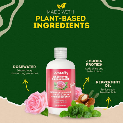 Rosewater Peppermint 2-in-1 Shampoo & Conditioner for Dreadlocks, 12 fl oz